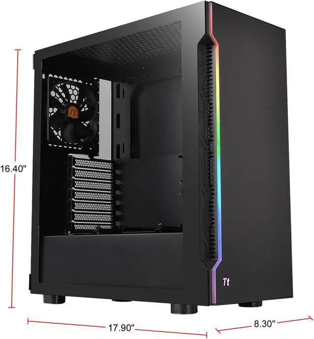 Alt view image 2 of 16 - Thermaltake H200 Tempered Glass RGB Light Strip ATX Mid Tower Case with One 120mm Rear Fan Pre-installed CA-1M3-00M1WN-03