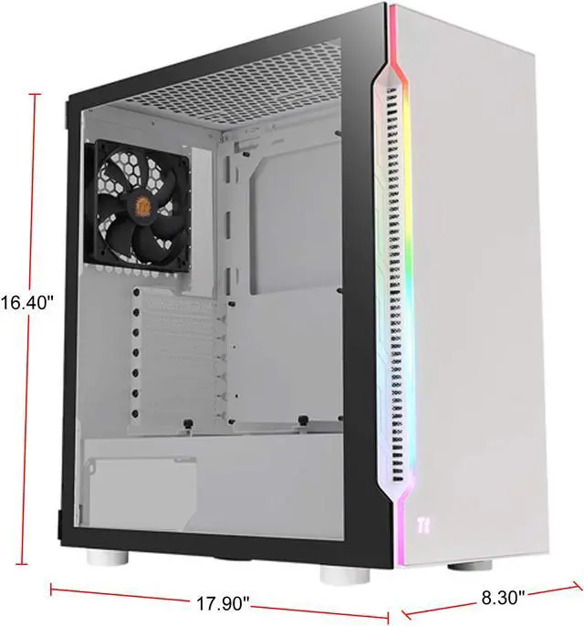 Alt view image 2 of 3 - Thermaltake H200 Tempered Glass Snow Edition RGB Light Strip ATX Mid Tower Case with One 120mm Rear Fan Pre-installed CA-1M3-00M6WN-03