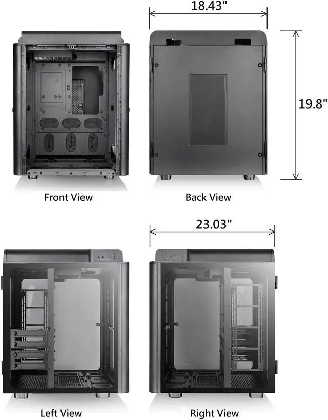 Alt view image 11 of 17 - Thermaltake Level 20 HT Black Edition 4 Tempered Glass Type-C Fully Modular E-ATX Full Tower Computer Chassis with 2 x 140mm Top Fan Pre-Installed CA-1P6-00F1WN-00