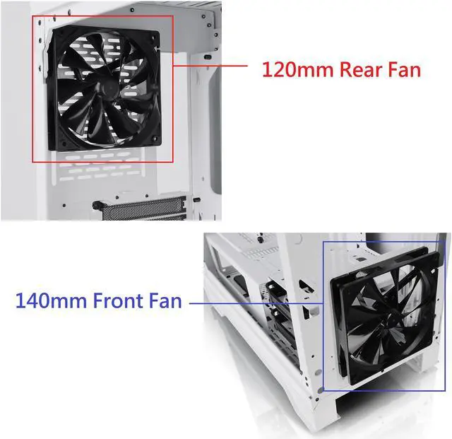 Alt view image 19 of 20 - Thermaltake S500 Tempered Glass Snow Edition ATX Mid-Tower Computer Case with 140mm Front Fan + 120mm Rear Fan Pre-Installed CA-1O3-00M6WN-00