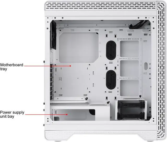 Alt view image 7 of 20 - Thermaltake S500 Tempered Glass Snow Edition ATX Mid-Tower Computer Case with 140mm Front Fan + 120mm Rear Fan Pre-Installed CA-1O3-00M6WN-00