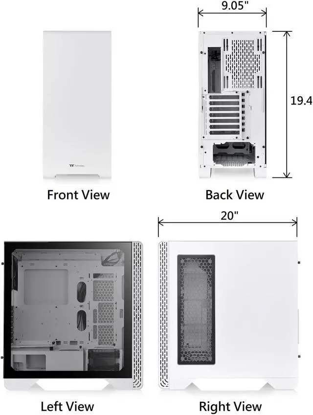 Alt view image 16 of 17 - Thermaltake S300 Tempered Glass Snow Edition ATX Mid-Tower Computer Case with 120mm Rear Fan Pre-Installed CA-1P5-00M6WN-00