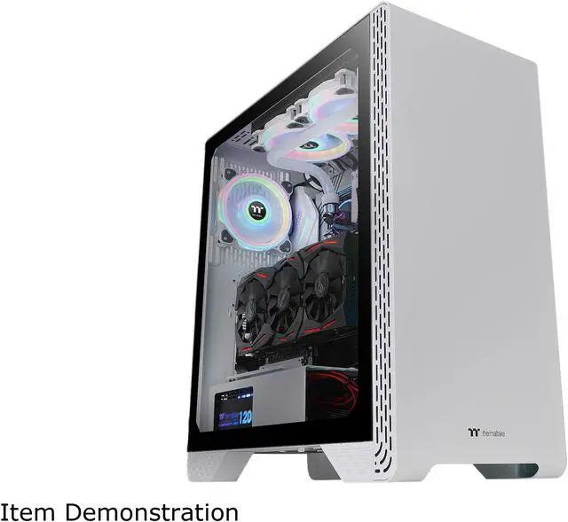 Alt view image 3 of 17 - Thermaltake S300 Tempered Glass Snow Edition ATX Mid-Tower Computer Case with 120mm Rear Fan Pre-Installed CA-1P5-00M6WN-00