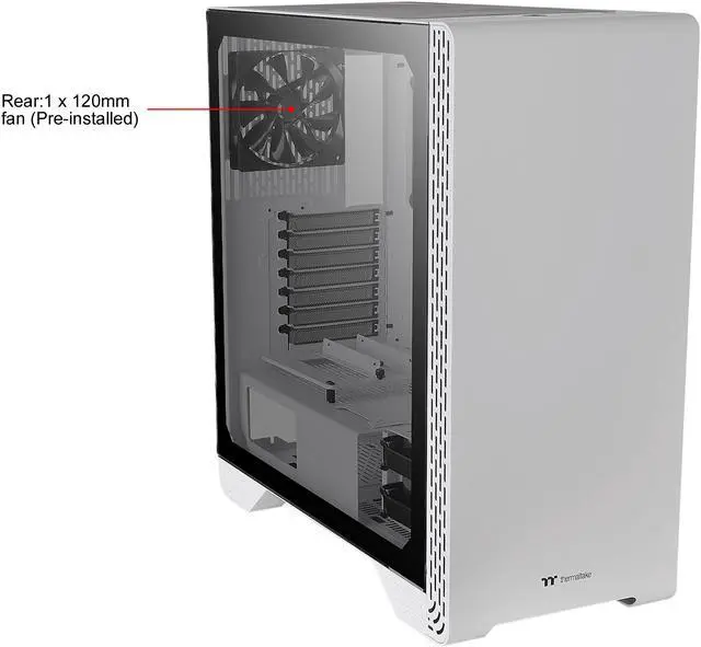 Alt view image 2 of 17 - Thermaltake S300 Tempered Glass Snow Edition ATX Mid-Tower Computer Case with 120mm Rear Fan Pre-Installed CA-1P5-00M6WN-00