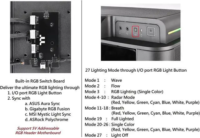 Alt view image 18 of 19 - Thermaltake Level 20 RS Motherboard Sync ARGB ATX Mid Tower Gaming Computer Case with 2 200mm ARGB 5V Motherboard Sync RGB Fans + 140mm Black Rear Fan Pre-Installed CA-1P8-00M1WN-00