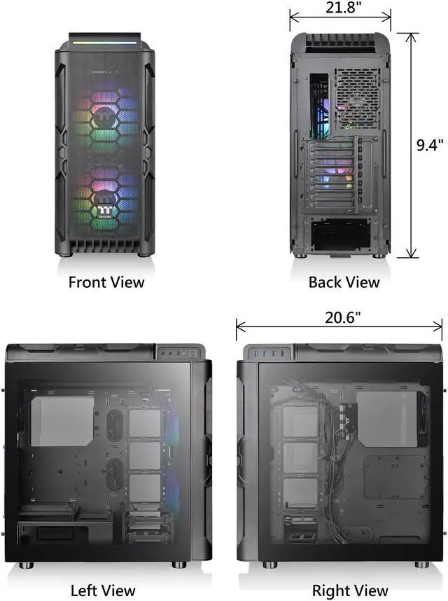 Alt view image 14 of 19 - Thermaltake Level 20 RS Motherboard Sync ARGB ATX Mid Tower Gaming Computer Case with 2 200mm ARGB 5V Motherboard Sync RGB Fans + 140mm Black Rear Fan Pre-Installed CA-1P8-00M1WN-00