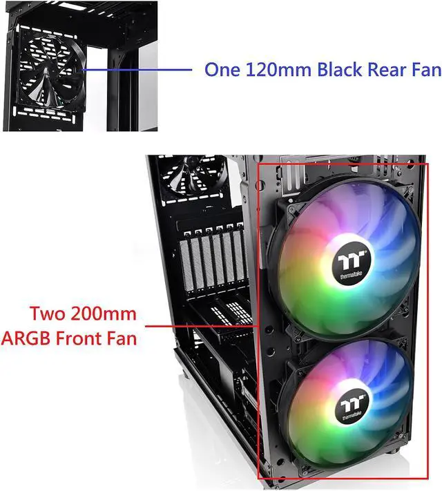 Alt view image 17 of 19 - Thermaltake Level 20 RS Motherboard Sync ARGB ATX Mid Tower Gaming Computer Case with 2 200mm ARGB 5V Motherboard Sync RGB Fans + 140mm Black Rear Fan Pre-Installed CA-1P8-00M1WN-00