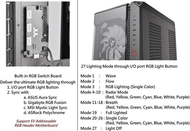 Alt view image 18 of 19 - Thermaltake View 51 Motherboard Sync ARGB E-ATX Full Tower Gaming Computer Case with 2 x 200mm ARGB 5V Motherboard Sync RGB Fans + 140mm Black Rear Fan Pre-Installed, CA-1Q6-00M1WN-00