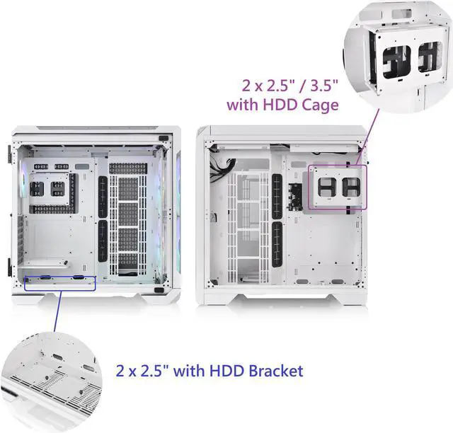 Alt view image 15 of 18 - Thermaltake View 51 Snow Motherboard Sync ARGB E-ATX Full Tower Gaming Computer Case with 2 200mm ARGB 5V Motherboard Sync RGB Fans + 140mm Black Rear Fan Pre-Installed CA-1Q6-00M6WN-00