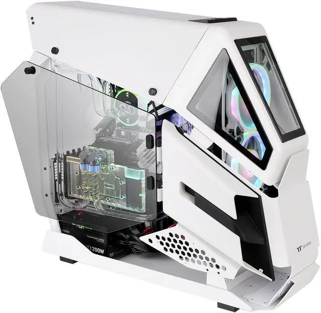 Alt view image 3 of 18 - Thermaltake AH T600 Snow Helicopter Styled Open Frame Tempered Glass Swing Door E-ATX Full Tower Case CA-1Q4-00M6WN-00