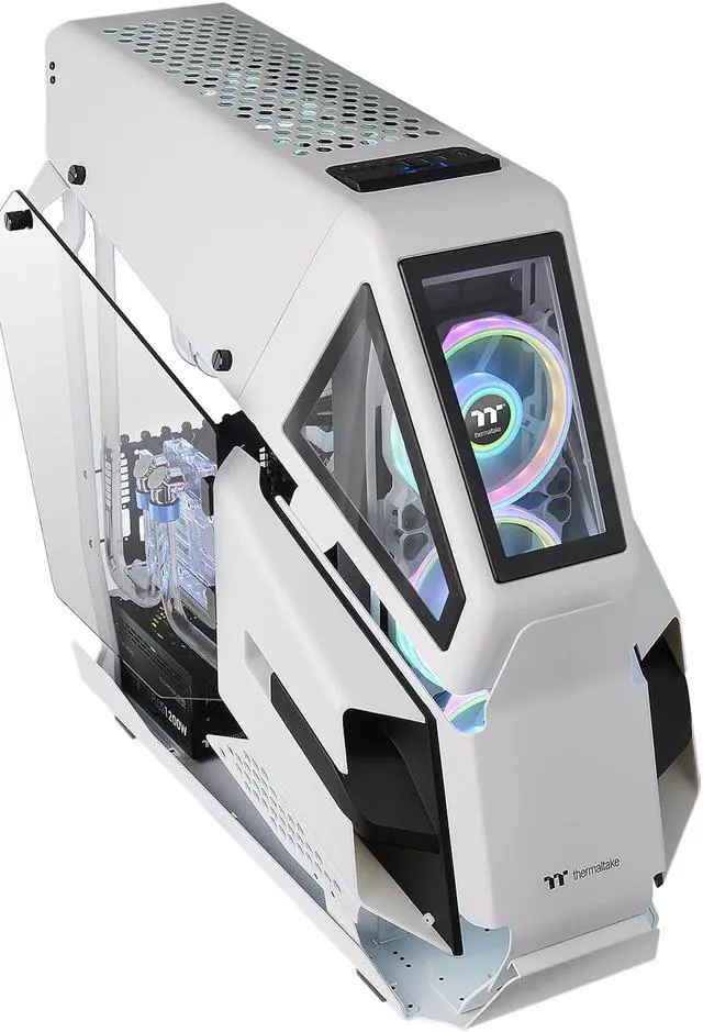 Alt view image 4 of 18 - Thermaltake AH T600 Snow Helicopter Styled Open Frame Tempered Glass Swing Door E-ATX Full Tower Case CA-1Q4-00M6WN-00