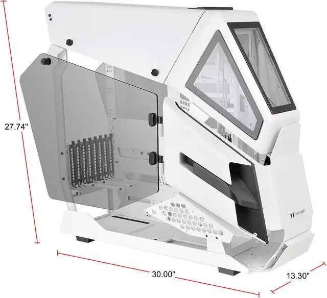 Alt view image 2 of 18 - Thermaltake AH T600 Snow Helicopter Styled Open Frame Tempered Glass Swing Door E-ATX Full Tower Case CA-1Q4-00M6WN-00