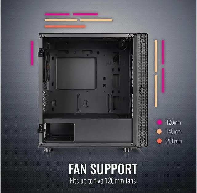 Alt view image 13 of 14 - Thermaltake S100 Tempered Glass Black Edition Micro-ATX Mini-Tower Computer Case with 120mm Rear Fan Pre-Installed CA-1Q9-00S1WN-00