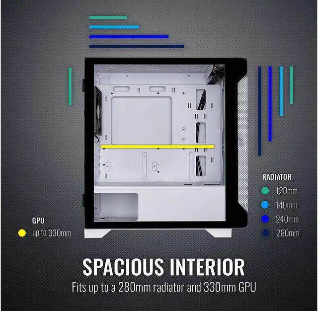 Alt view image 12 of 18 - Thermaltake S100 Tempered Glass Snow Edition Micro-ATX Mini-Tower Computer Case with 120mm Rear Fan Pre-Installed CA-1Q9-00S6WN-00