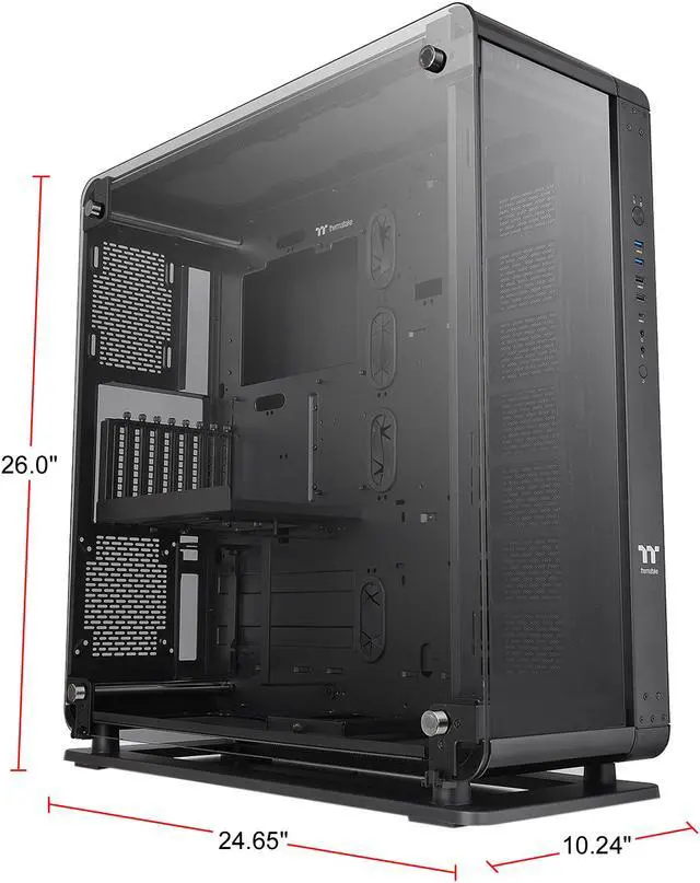 Alt view image 2 of 20 - Thermaltake Core P8 Tempered Glass E-ATX 2-Way Display Rotational PCI-E Full-Tower Gaming Computer Case, CA-1Q2-00M1WN-01