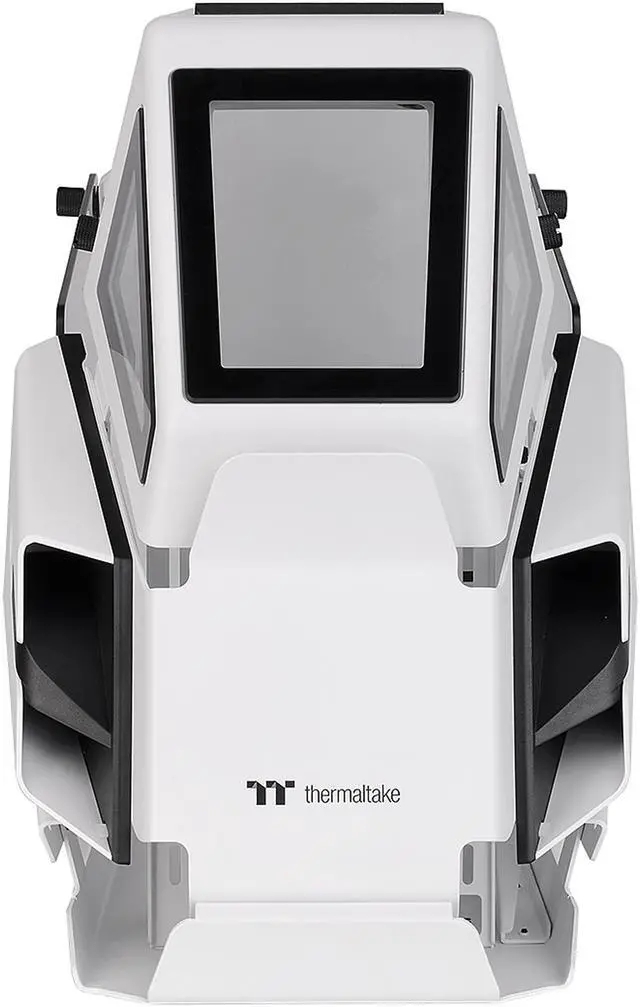 Alt view image 2 of 12 - Thermaltake AH T200 Snow Helicopter Styled Open Frame Tempered Glass Swing Door USB3.1 (Gen.2) Type-C m-ATX Micro Case CA-1R4-00S6WN-00