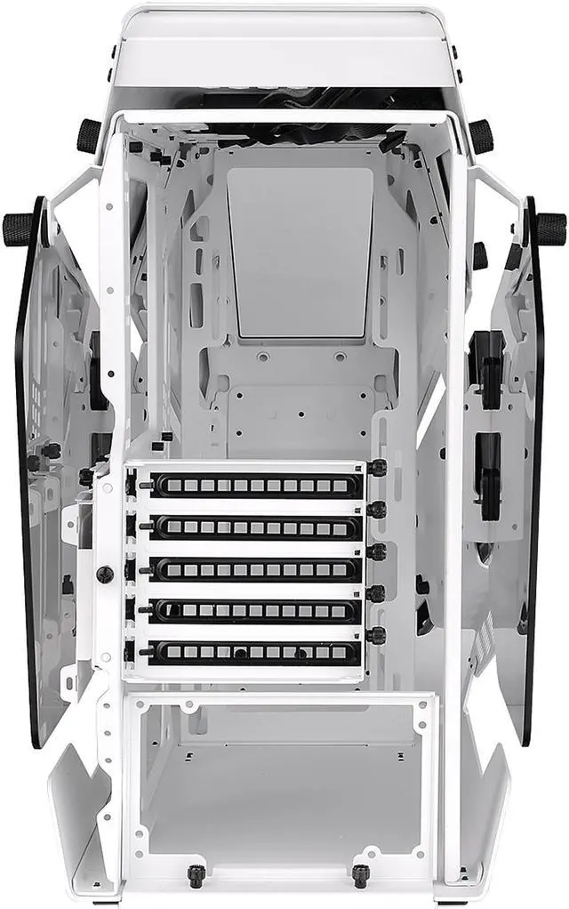 Alt view image 6 of 12 - Thermaltake AH T200 Snow Helicopter Styled Open Frame Tempered Glass Swing Door USB3.1 (Gen.2) Type-C m-ATX Micro Case CA-1R4-00S6WN-00