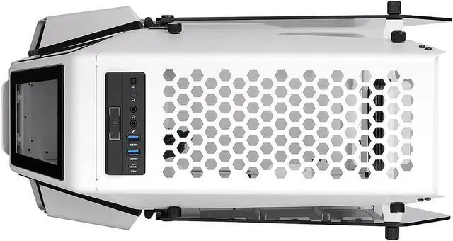 Alt view image 7 of 12 - Thermaltake AH T200 Snow Helicopter Styled Open Frame Tempered Glass Swing Door USB3.1 (Gen.2) Type-C m-ATX Micro Case CA-1R4-00S6WN-00