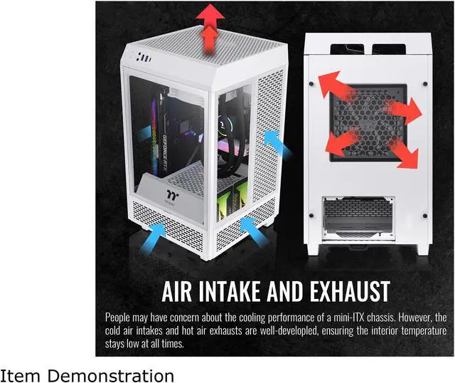 Alt view image 7 of 7 - Thermaltake Tower 100 Snow Edition Tempered Glass Type-C (USB 3.1 Gen 2) Mini Tower Computer Chassis Supports Mini-ITX, CA-1R3-00S6WN-00