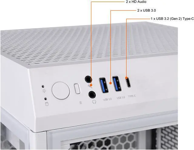 Alt view image 6 of 7 - Thermaltake Tower 100 Snow Edition Tempered Glass Type-C (USB 3.1 Gen 2) Mini Tower Computer Chassis Supports Mini-ITX, CA-1R3-00S6WN-00