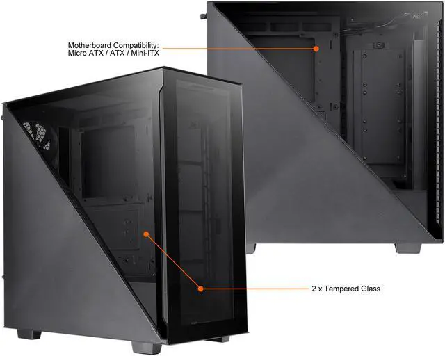 Alt view image 8 of 13 - Thermaltake Divider 300 Triangular Tempered Glass Type-C (USB 3.1 Gen 2) Water Cooling Ready ATX Mid Tower Computer Case, CA-1S2-00M1WN-00