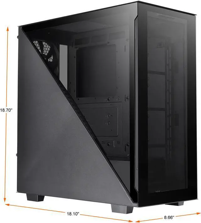 Alt view image 2 of 13 - Thermaltake Divider 300 Triangular Tempered Glass Type-C (USB 3.1 Gen 2) Water Cooling Ready ATX Mid Tower Computer Case, CA-1S2-00M1WN-00