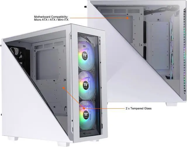 Main image of Thermaltake Divider 300 ARGB Snow Triangular Tempered Glass Type-C (USB 3.1 Gen 2) Water Cooling Ready ATX Mid Tower Computer Case with 3 120mm ARGB Rear Fan Pre-Installed, CA-1S2-00M6WN-01
