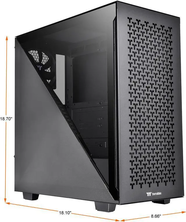 Alt view image 2 of 12 - Thermaltake Divider 300 TG Air Front Mesh Black Edition Triangular Tempered Glass Side Panel ATX Mid Tower Computer Case with 2 Pre-installed 120mm Fan CA-1S2-00M1WN-02