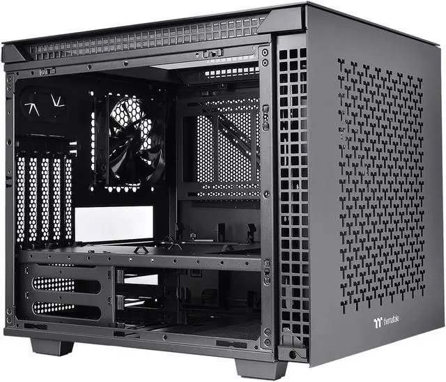 Alt view image 3 of 14 - Thermaltake Divider 200 TG Air Front Mesh Black Edition Triangular Tempered Glass Side Panel Micro-ATX Computer Case with Pre-installed 200mm Front Fan + 120mm Rear Fan CA-1V1-00S1WN-01