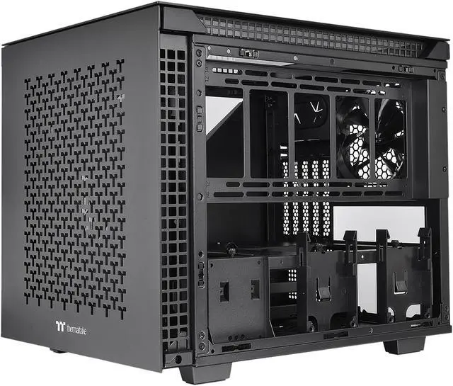 Alt view image 4 of 14 - Thermaltake Divider 200 TG Air Front Mesh Black Edition Triangular Tempered Glass Side Panel Micro-ATX Computer Case with Pre-installed 200mm Front Fan + 120mm Rear Fan CA-1V1-00S1WN-01