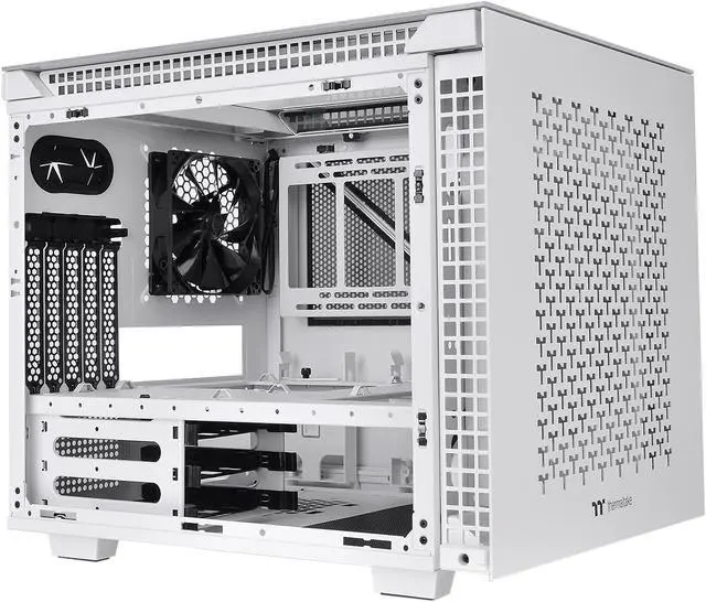 Alt view image 3 of 14 - Thermaltake Divider 200 TG Air Front Mesh Snow Edition Triangular Tempered Glass Side Panel Micro-ATX Computer Case with Pre-stalled 200mm Front Fan + 120mm Rear Fan CA-1V1-00S6WN-01