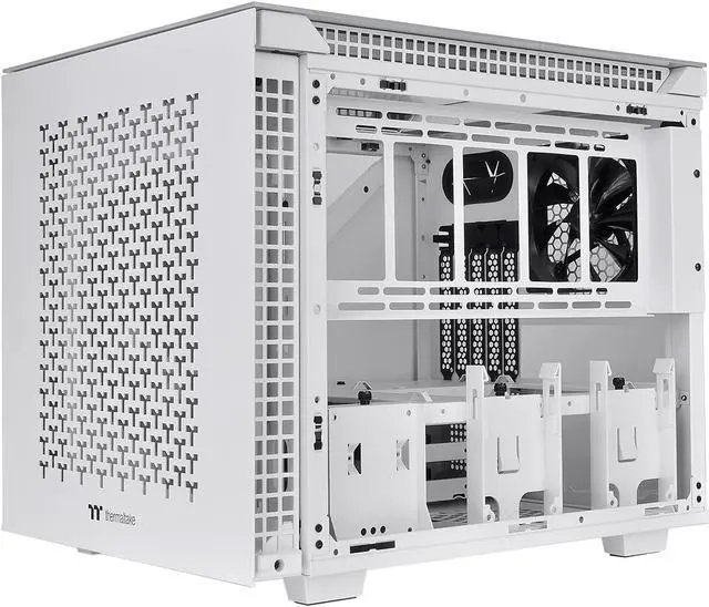 Alt view image 4 of 14 - Thermaltake Divider 200 TG Air Front Mesh Snow Edition Triangular Tempered Glass Side Panel Micro-ATX Computer Case with Pre-stalled 200mm Front Fan + 120mm Rear Fan CA-1V1-00S6WN-01