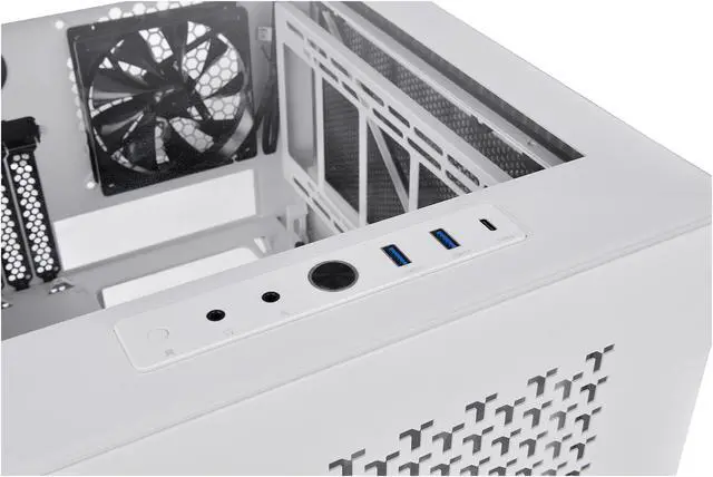 Alt view image 5 of 14 - Thermaltake Divider 200 TG Air Front Mesh Snow Edition Triangular Tempered Glass Side Panel Micro-ATX Computer Case with Pre-stalled 200mm Front Fan + 120mm Rear Fan CA-1V1-00S6WN-01