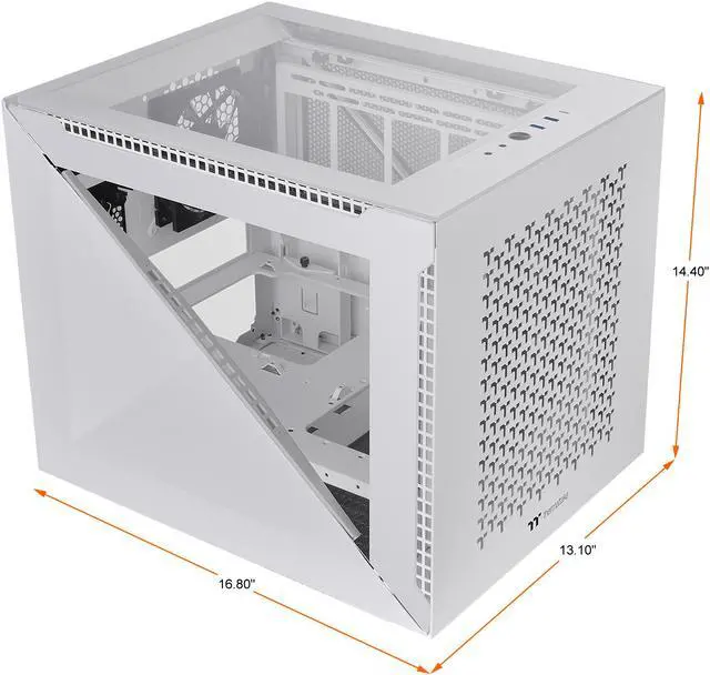 Alt view image 2 of 14 - Thermaltake Divider 200 TG Air Front Mesh Snow Edition Triangular Tempered Glass Side Panel Micro-ATX Computer Case with Pre-stalled 200mm Front Fan + 120mm Rear Fan CA-1V1-00S6WN-01