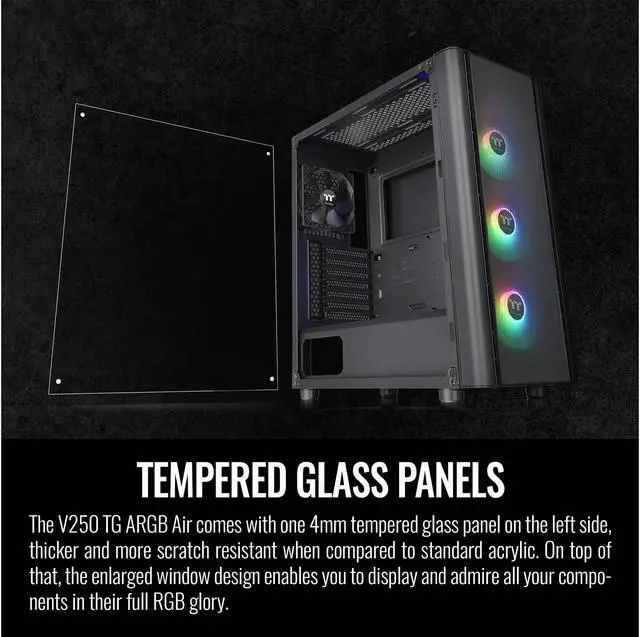 Alt view image 7 of 9 - Thermaltake V250 TG ARGB Air CA-1Q5-00M1WN-03 Black SPCC ATX Mid Tower Computer Case