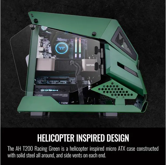 Alt view image 6 of 9 - Thermaltake AH T200 CA-1R4-00SCWN-00 Racing Green SPCC Micro ATX Tower Computer Case