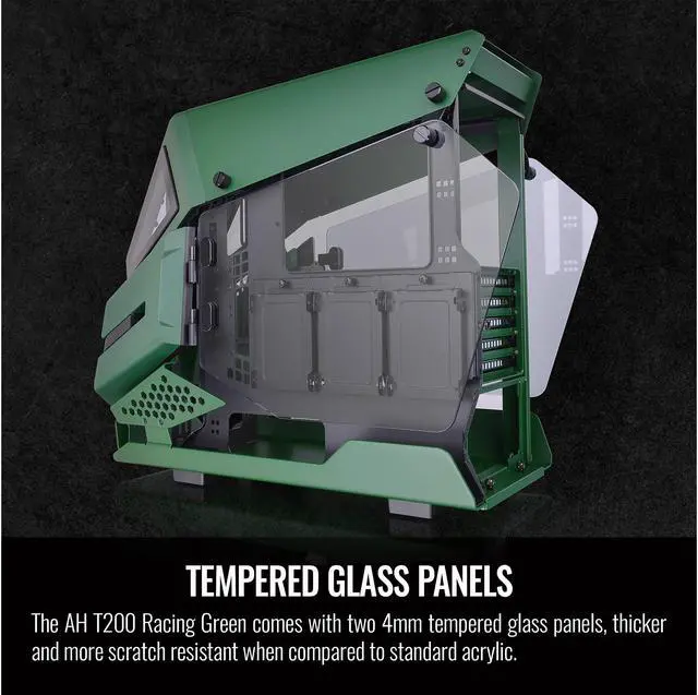 Alt view image 7 of 9 - Thermaltake AH T200 CA-1R4-00SCWN-00 Racing Green SPCC Micro ATX Tower Computer Case