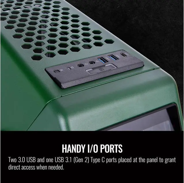 Alt view image 9 of 9 - Thermaltake AH T200 CA-1R4-00SCWN-00 Racing Green SPCC Micro ATX Tower Computer Case