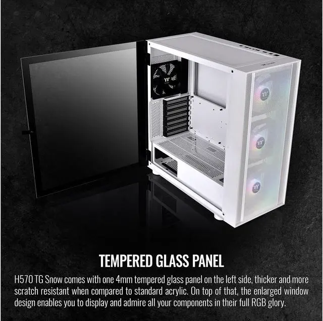 Alt view image 7 of 10 - Thermaltake H570 TG CA-1T9-00M6WN-00 White SPCC / Tempered Glass ATX Mid Tower Computer Case