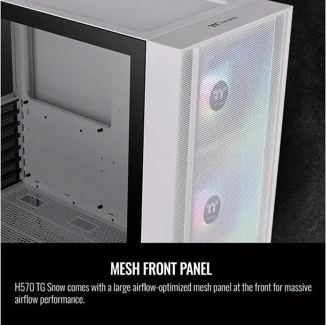 Alt view image 10 of 10 - Thermaltake H570 TG CA-1T9-00M6WN-00 White SPCC / Tempered Glass ATX Mid Tower Computer Case