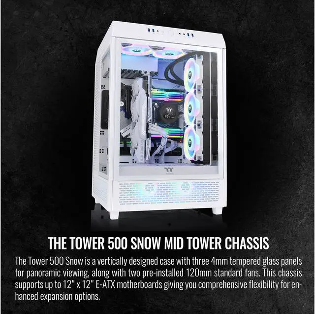 Alt view image 15 of 19 - Thermaltake The Tower 500 CA-1X1-00M6WN-00 White SPCC / Tempered Glass ATX Mid Tower Computer Case
