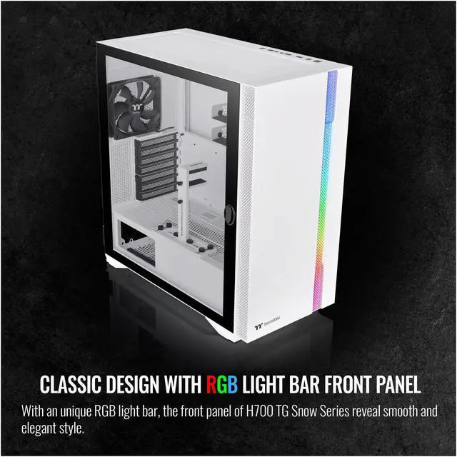 Alt view image 4 of 12 - Thermaltake H700 TG Snow CA-1Y1-00M6WN-00 White SPCC / Tempered Glass ATX Mid Tower Computer Case