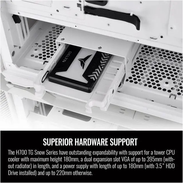 Alt view image 6 of 12 - Thermaltake H700 TG Snow CA-1Y1-00M6WN-00 White SPCC / Tempered Glass ATX Mid Tower Computer Case