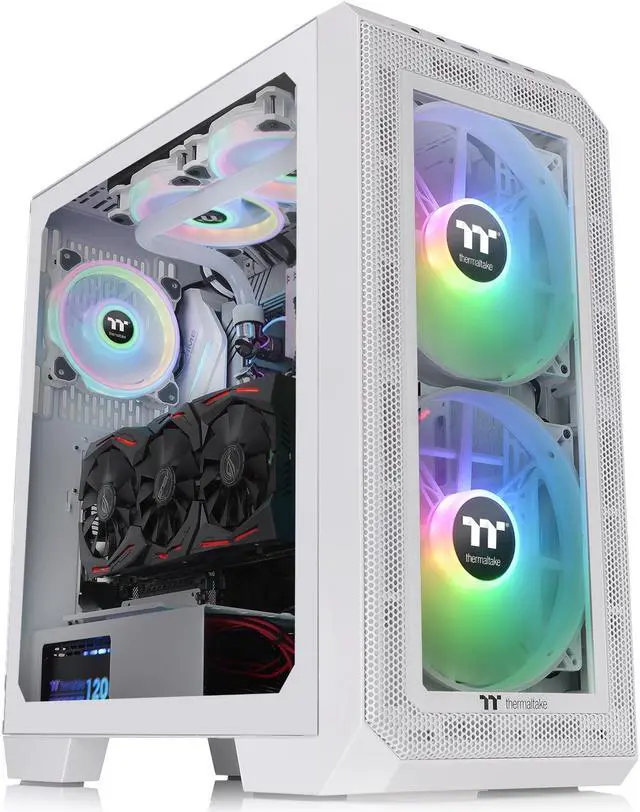 Alt view image 7 of 8 - Thermaltake View 300 MX Snow TG ARGB Motherboard Sync E-ATX Mid Tower Computer Case with 2x200mm Front & 1x120mm Rear ARGB Fan, Interchangeable Tempered Glass & Mesh Front Panel, CA-1P6-00M6WN-00