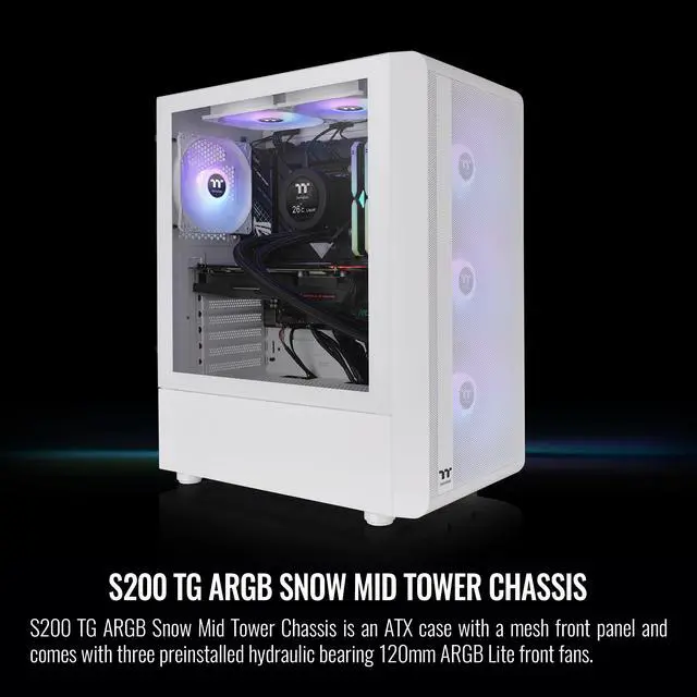 Alt view image 2 of 6 - Thermaltake S Series S200 TG ARGB White SPCC Mid Tower Computer Cases