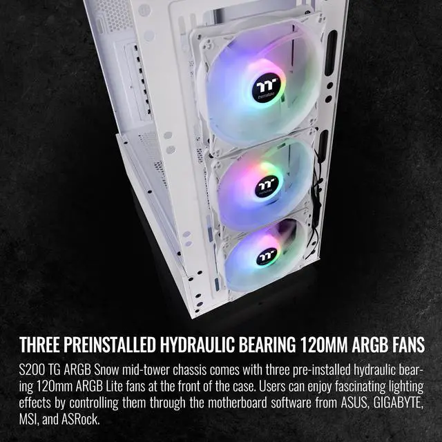 Alt view image 3 of 6 - Thermaltake S Series S200 TG ARGB White SPCC Mid Tower Computer Cases