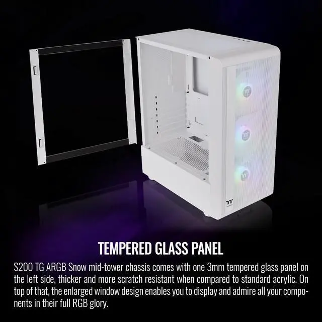 Alt view image 6 of 6 - Thermaltake S Series S200 TG ARGB White SPCC Mid Tower Computer Cases