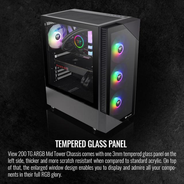 Alt view image 4 of 6 - Thermaltake View Series View 200 TG ARGB Black SPCC Mid Tower Computer Cases