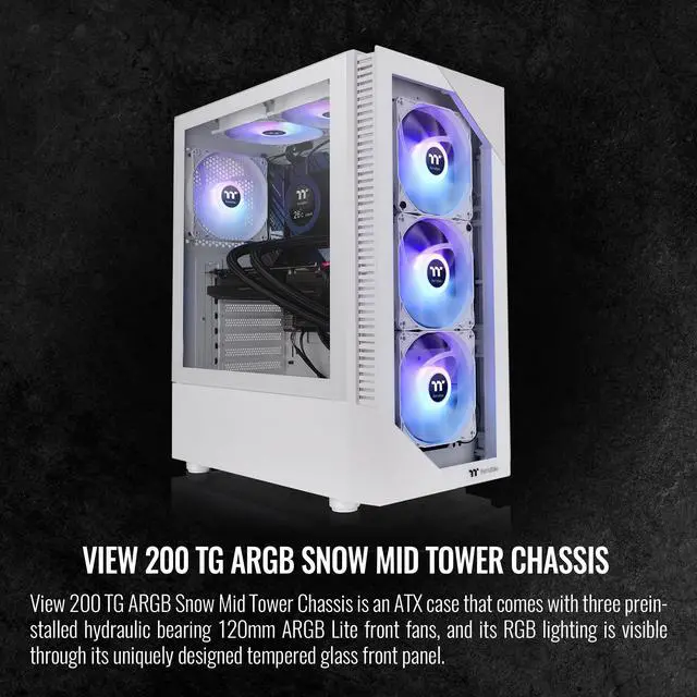 Alt view image 2 of 6 - Thermaltake View Series View 200 TG ARGB White SPCC Mid-Tower Computer Cases