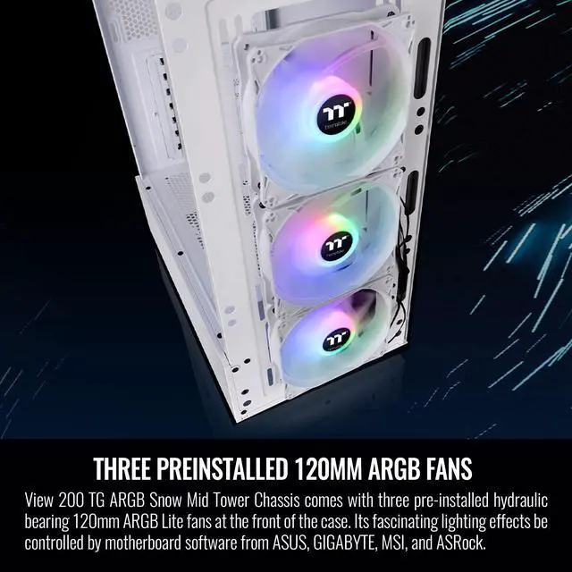 Alt view image 3 of 6 - Thermaltake View Series View 200 TG ARGB White SPCC Mid-Tower Computer Cases